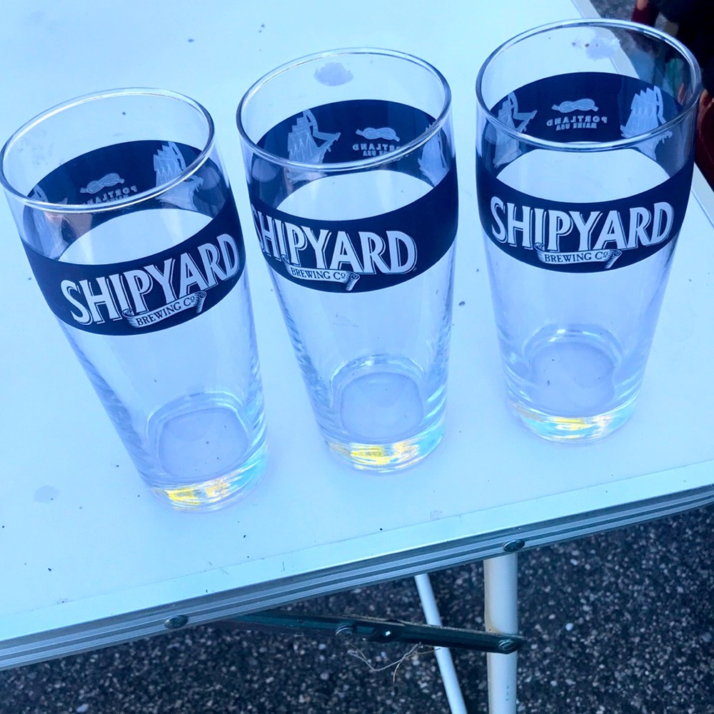 Vintage Set of 3 Shipyard Brewing Co Beer Glasses. Pristine condition